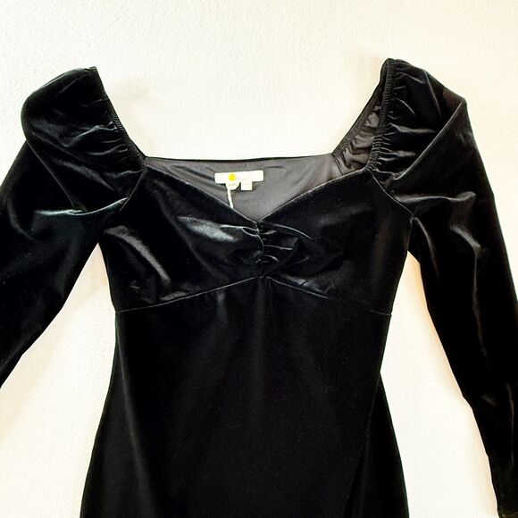 Boden | NWT | Black Sweetheart Neck Velvet Midi Off Shoulder Dress | Sz 4P US - Picture 3 of 13